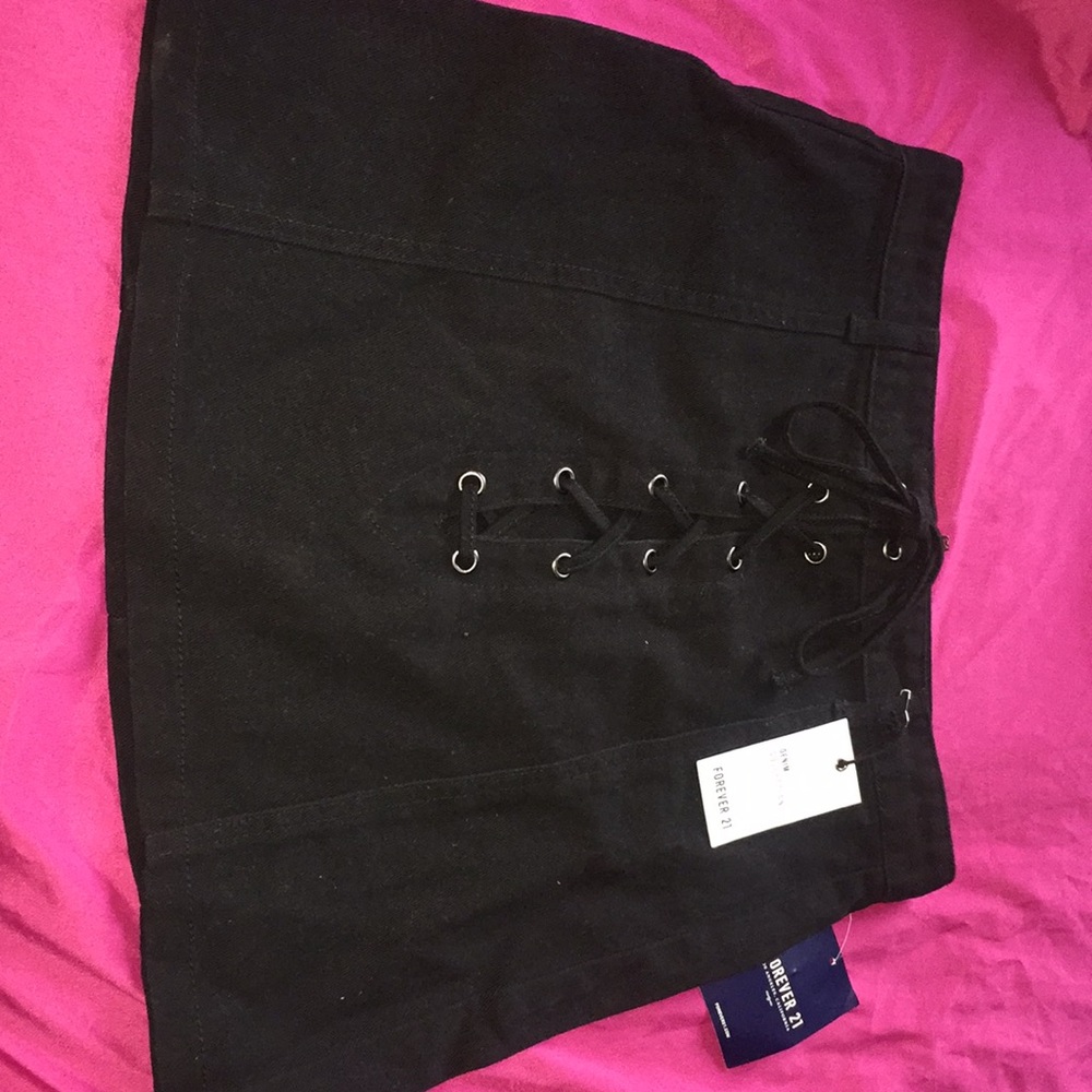 Black denim skirt